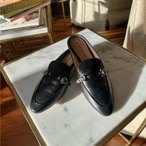 Adorable flat Coach Mules 7.5!  Cool “C” heel!